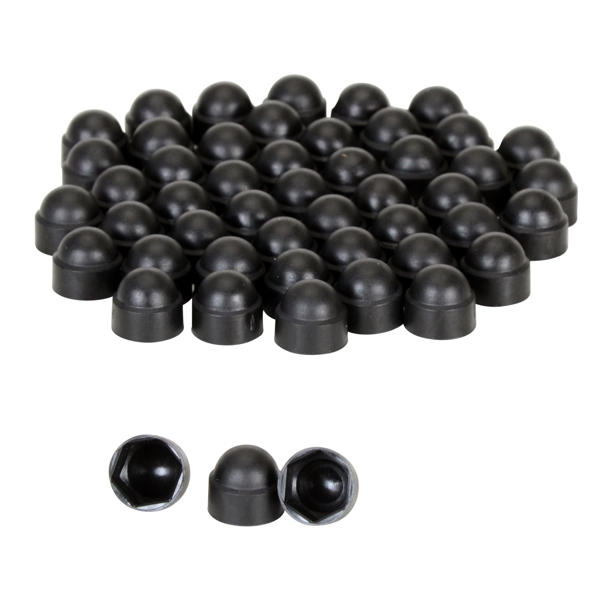 Vestil Plastic Hex Bolt Caps - 3/8in., 0.75in. Height, Black, 50 Pcs, Model# BC-BK-38-PK